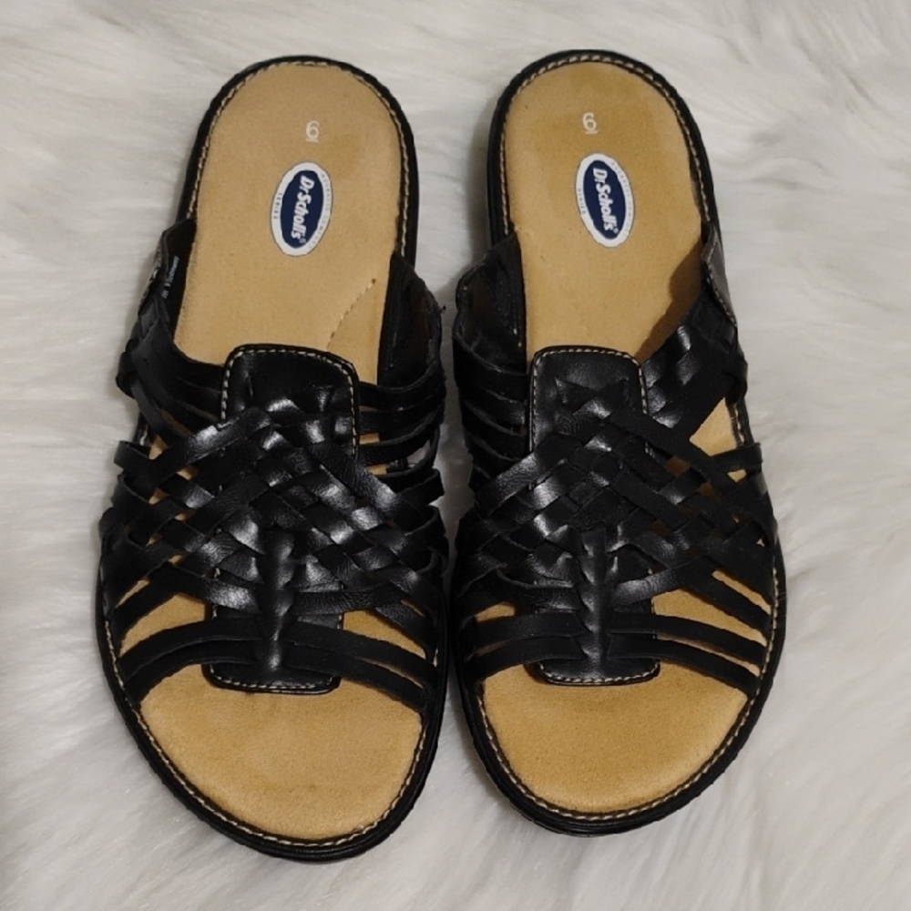 (#201) SALE! NWOT Dr. Scholl's Black Strappy Sandals Flat Sole Sz.6 - Picture 3 of 10